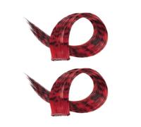 YWMJZEU Lot de 2 Extensions de Cheveux Colorées avec Mèches éclaircies, Accessoires pour Cheveux En Fibres Synthétiques Douces, Adaptées Aux Femmes pour, Rouge