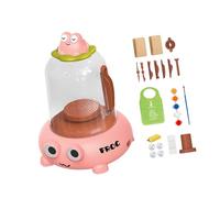 YWMJZEU Machine à Poterie Électrique Kit Débutant Roue de Modelage Argile Outil de Création Artistique Matériau Métallique Pp Portable Adaptée Aux Enfants Scu, Rose