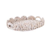 YWMJZEU Panier de Rangement Tressé Plateau Corbeille Panier Dessus de Table en d'Eau avec Poignées Intégrées et Bord Tressé Décoratif Adapté au Service Organisation Décoration Intérieure 42x33x7cm