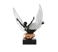YWMJZEU Sculpture Danseuse Doré et Noir Figurine Femme Ailée Morne Statuette d’esprit Gardien pour Salon