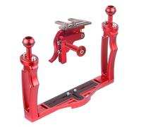 YWMJZEU Support de Caisson Caméra d'action Résistant à l'eau Poignée Double sous-Marine Fixation Stable Cadre de Prise en Main Double pour Plongeurs, Rouge, Poignée Rouge + Déclencheur