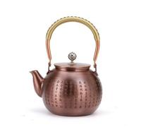 YWMJZEU Théière En Cuivre Artisanal Théière avec Couvercle Classique Vaisselle pour Collectionneurs, Maison, Bureau, 1.3L, Théière En Cuivre Rétro Avec Gravure Du Sutra Du Cœur