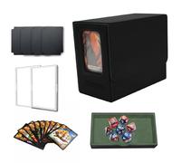 YWNYT Boîte de rangement pour cartes MTG Commander, boîte de rangement 3 en 1 avec fenêtre d'affichage, boîte magnétique avec plateau à dés, boîte de rangement pour cartes Commander en cuir