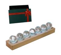 YWNYT Boule de cristal chakra 7 couleurs avec base en bois à lumière LED, 7 types de boules de cristal sur le thème de Noël, 40 mm de diamètre, veilleuse de Noël, décoration d'intérieur