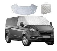 YWNYT Couverture de Pare-Brise pour Ford Transit Custom, 2 Couches en Coton avec Aimant en Bas, Pliable Thermique, Argenté