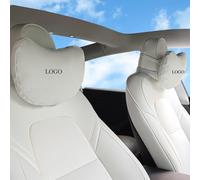 Ywooon 2 Packs Appui Tete Voiture pour Tesla Model Y Model 3 Model X Model S Coussin de Soutien Cervical en Cuir Nappa Blanc pour Tesla Coussin de Soutien Cervical pour Voyage/Bureau/Maison