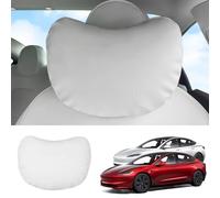 Ywooon Appuie Tete Voiture, Coussin d'appui-tête de Voiture Amélioré en Cuir Nappa Véritable Blanc, Repose Tete Voiture