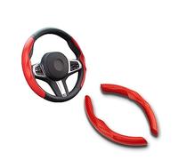 Ywooon Caches De Volant pour Tesla Model 3 2017-2023 Model Y 2017-2024, Fibre de Carbone Couvre Volant, Housse Volant Protecteur de Volant Antidérapant, Rouge Kit d'enveloppement de Volant pour Tesla