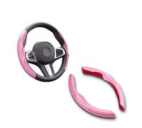 Ywooon Caches De Volant pour Tesla Model 3 2017-2023 Model Y 2017-2024, Fibre de Carbone Couvre Volant, Housse Volant Protecteur de Volant Antidérapant, Rose Kit d'enveloppement de Volant pour Tesla