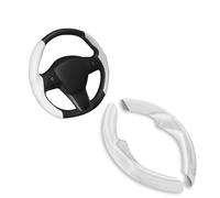Ywooon Caches De Volant pour Tesla Model 3 2017-2023 Model Y 2017-2024, Fibre de Carbone Couvre Volant, Housse Volant Protecteur de Volant Antidérapant, Blanc Kit d'enveloppement de Volant pour Tesla