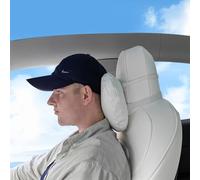 Ywooon Coussin Appui Tête pour Tesla Model Y Model 3 Model X Model S Coussin D'appui-Tête de Voiture, Coussin Universel pour Le Cou et Les Vertèbres pour Les Voyages, 1 Pièce, Blanc