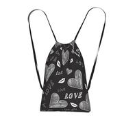 YWPCOIUYB Cœurs écrits à la main, mots d'amour,Sac à dos unisexe à cordon, sac de sport, sac de gym, sac à dos pliable à cordon