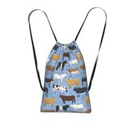 YWPCOIUYB Ensemble de taureaux et de vaches, animaux de ferme, bovins, mammifères,Sac à dos unisexe à cordon, sac de sport, sac de gym, sac à dos pliable à cordon
