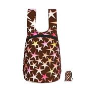 YWPCOIUYB Étoiles satinées roses sur chocolat,Sac à dos pliable et pliable, unisexe, idéal pour le sport, la gym et les loisirs.