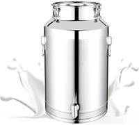 YWQJL 201Bidon De Lait en Acier Inoxydable, Bidon De Baratte à Lait Pot Seau à Vin Baril Seau à Eau Huile RéServoir à Thé avec Couvercle Scellé,pour Stocker des Liquides Et des Solides(7L)
