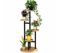 YWQJL Étagère Plante Metal,Bois étagère à Plantes échelle à Fleurs étagère à Fleurs Supports de Pots Porte Plante 5 Niveaux,93cm intérieur Exterieur extérieure étagère Plante