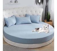YWQJL Protege Matelas Drap-Housse Rond Protège Matelas Housse Matelas Protection Matelas Doux Drap-Housse en Élastique Respirant(20,Diameter210cm)