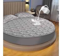 YWQJL Protege Matelas Drap-Housse Rond Protège Matelas Imperméable Housse Matelas Protection Matelas Doux Drap-Housse en Élastique Respirant(03,Diameter210cm)