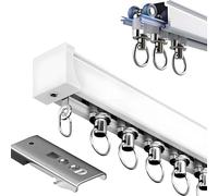 YWQJL Rail De Rideau Robuste, Rail Rideaux en Alliage D'aluminium, Tringle À Rideaux Coulissante pour Plafond Et Mur,Silencieux,Rail Rideaux pour Bureau, Salon, Chambre(Top mounting,0.5m)