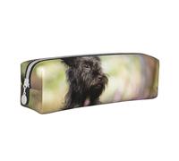 YWSOTRE Affenpinscher Lawn Chiens Noirs Monkey Terrier, Trousse à Crayons, étui à stylos, Sac à Crayons en Cuir Portable avec Pochette à cosmétiques à Fermeture éclair