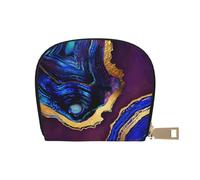 YWSOTRE Agate Abstraite Violet, Bleu, Or, Sac à Cartes en Cuir PU, Portefeuille Porte-Cartes de crédit, étui à Cartes