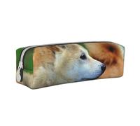 YWSOTRE Akita Inu Bokeh Animaux Chiens Akita Inu, Trousse à Crayons, étui à stylos, Sac à Crayons en Cuir Portable avec Pochette à cosmétiques à Fermeture éclair