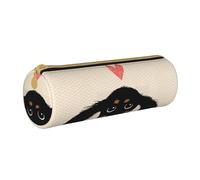 YWSOTRE Amour de Chiot Teckel, Trousse à Crayons Étui à Stylo cylindrique Sac à Crayons en Cuir Portable avec Sac à cosmétiques à Fermeture éclair