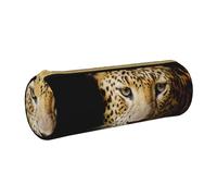 YWSOTRE Animaux Guépard, Trousse à Crayons Étui à Stylo cylindrique Sac à Crayons en Cuir Portable avec Sac à cosmétiques à Fermeture éclair