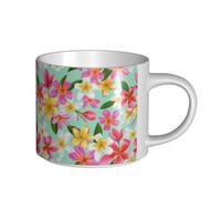 YWSOTRE Aquarelle Fleurs Tropicales Floral Plumeria,Tasse en céramique grande capacité, tasse à thé, tasse à café 450 ml