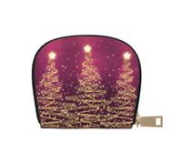 YWSOTRE Arbres étincelants de Noël élégants Rose Violet, Sac à Cartes en Cuir PU, Portefeuille Porte-Cartes de crédit, étui à Cartes