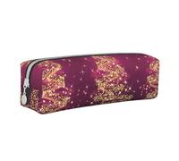 YWSOTRE Arbres étincelants de Noël élégants Rose Violet, Trousse à Crayons, étui à stylos, Sac à Crayons en Cuir Portable avec Pochette à cosmétiques à Fermeture éclair