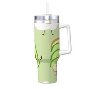 YWSOTRE Avocat mignon, pain grillé et œuf frit,Bouteille d'eau en acier inoxydable avec poignée Ice Bully Cup 40 oz