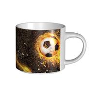 YWSOTRE Ballon de football dans les flammes d'un feu brûlant,Tasse en céramique grande capacité, tasse à thé, tasse à café 450 ml
