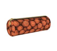 YWSOTRE Basket Orange, Trousse à Crayons Étui à Stylo cylindrique Sac à Crayons en Cuir Portable avec Sac à cosmétiques à Fermeture éclair