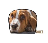 YWSOTRE Basset Hound, Sac à Cartes en Cuir PU, Portefeuille Porte-Cartes de crédit, étui à Cartes