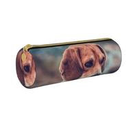 YWSOTRE Beagle Chiot Chiens Animaux Beagle, Trousse à Crayons Étui à Stylo cylindrique Sac à Crayons en Cuir Portable avec Sac à cosmétiques à Fermeture éclair
