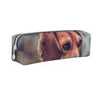YWSOTRE Beagle Chiot Chiens Animaux Beagle, Trousse à Crayons, étui à stylos, Sac à Crayons en Cuir Portable avec Pochette à cosmétiques à Fermeture éclair
