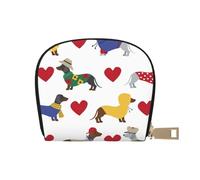 YWSOTRE Beau Chien Teckel, Sac à Cartes en Cuir PU, Portefeuille Porte-Cartes de crédit, étui à Cartes