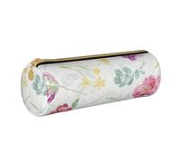 YWSOTRE Beau Printemps Floral Frais, Trousse à Crayons Étui à Stylo cylindrique Sac à Crayons en Cuir Portable avec Sac à cosmétiques à Fermeture éclair