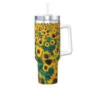YWSOTRE Beaucoup de beaux tournesols,Bouteille d'eau en acier inoxydable avec poignée Ice Bully Cup 40 oz