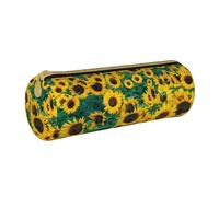 YWSOTRE Beaucoup de Beaux tournesols, Trousse à Crayons Étui à Stylo cylindrique Sac à Crayons en Cuir Portable avec Sac à cosmétiques à Fermeture éclair