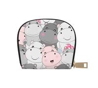 YWSOTRE Bébés hippopotames Mignons, Sac à Cartes en Cuir PU, Portefeuille Porte-Cartes de crédit, étui à Cartes