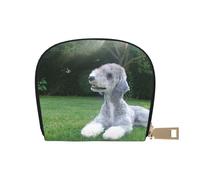 YWSOTRE Bedlington Terrier Chiens drôles Chiens à Fourrure Animaux, Sac à Cartes en Cuir PU, Portefeuille Porte-Cartes de crédit, étui à Cartes