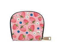 YWSOTRE Belle Fraise Rose, Sac à Cartes en Cuir PU, Portefeuille Porte-Cartes de crédit, étui à Cartes