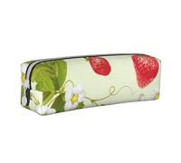 YWSOTRE Belle Fraise, Trousse à Crayons, étui à stylos, Sac à Crayons en Cuir Portable avec Pochette à cosmétiques à Fermeture éclair