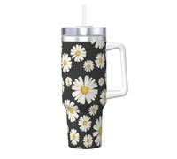 YWSOTRE Belles marguerites blanches,Bouteille d'eau en acier inoxydable avec poignée Ice Bully Cup 40 oz