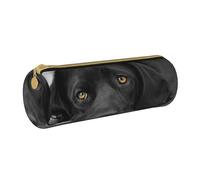 YWSOTRE Black Lab Labrador Chien Chiot Chien Mignon, Trousse à Crayons Étui à Stylo cylindrique Sac à Crayons en Cuir Portable avec Sac à cosmétiques à Fermeture éclair