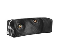 YWSOTRE Black Lab Labrador Chien Chiot Chien Mignon, Trousse à Crayons, étui à stylos, Sac à Crayons en Cuir Portable avec Pochette à cosmétiques à Fermeture éclair