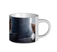 YWSOTRE Border Collie brun Bokeh Dieu aux yeux jaunes,Tasse en céramique grande capacité, tasse à thé, tasse à café 450 ml