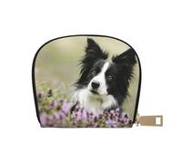 YWSOTRE Border Collie Pelouse Border Collie Noir Animaux, Sac à Cartes en Cuir PU, Portefeuille Porte-Cartes de crédit, étui à Cartes